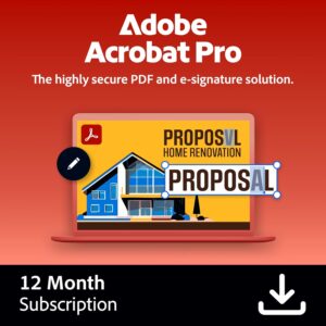 Adobe Acrobat Pro | PDF Software | Convert, Edit, Covert, Sign | 12-Month Subscription | PC/Mac | Email Delivery